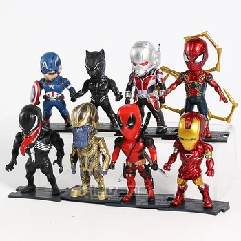 Avengers Thanos Captain America, Iron Man, Spiderman Deadpool Black Panther Strup Mravlja Človek PVC figuric Igrače 8pcs/set