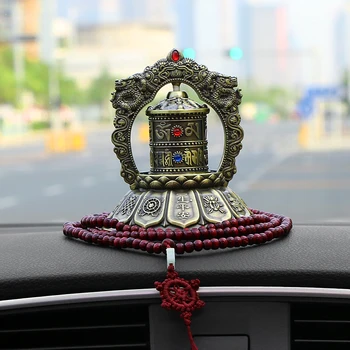 Avto Ornament Ustvarjalne Sončne Energije Tibera Buddhist Molitev Kolo Verske Cinkove Zlitine+Smolo Auto Notranje Varnosti Simbol Dekor