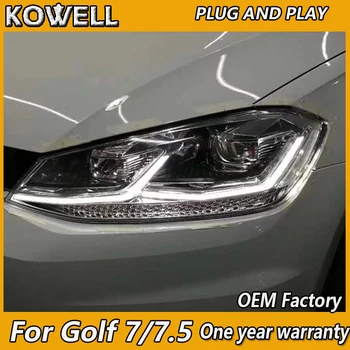 Avto Styling Glave luči za VW GOLF 7 MK7 Nadgradnja MK7.5 Design Golf 7.5 Žarometi LED Smerniki DRL Bi-Xenon Objektiv Double U