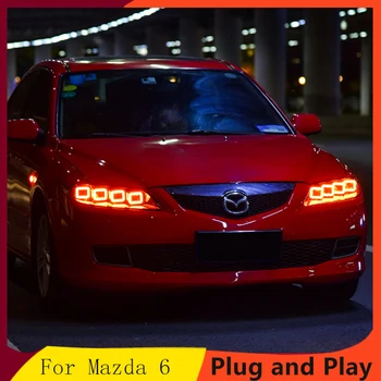 Avto Styling za Mazda 6 Žarometi 2004-2012 Mazda 6 LED Smerniki DRL visoka nizka Žarek LED 4 LED objektiv Dinamično darkice vključite opozorilne