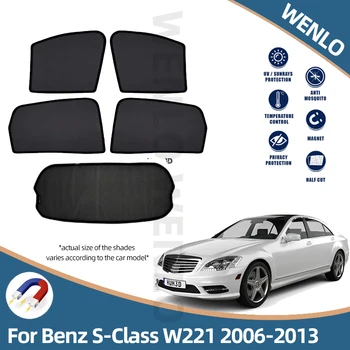 Avto Windows Magnetni Dežnik Za Mercedes Benz Razred S Standardno medosno razdaljo W221 2006-2013 Auto Očesa Zavese Pokrivajo Zaščito