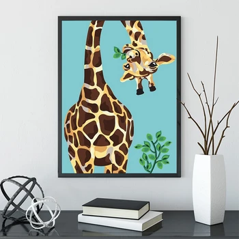 AZQSD Olje, Barvanje Z Številkami Žirafa Platno Slikarstvo Kompleti Dekor Za Dom Barvo S Številko Unframe DIY Doma Dekoracijo