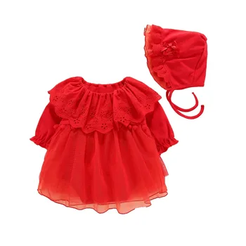 Baby Dekleta Obleke Novorojenčka Čipke Oblačila Sklop Jumpsuit+Klobuk Srčkan Dojenček Cirls Bodysuits Eno-kosov 0-12M