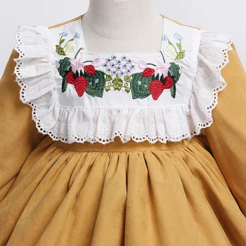 Baby Dekleta Španski Vezenje Rumeno Žogo Halje Otrok Vintage Butik Obleko Malček Rojstni Španija Lolita Obleke