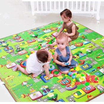 Baby Plazil Igrajo Mat 1.5*1.8 Metrov Vzpenjanja Pad Dvojno Strani Sadje Črke Živali, Zložljive Otroške Igrače Playmat Otroci Preprogo Otroška Igra