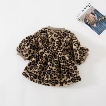 Babyinstar Novo Leopard Pasu Granulirana Pasja Plus Žamet Dolgimi Rokavi Otroške Obleke Za Dekleta Otrok Obleka Fant Obleke Za Dekleta