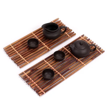 Bambus Coasters pot pad čaj paleto pokal mat sadje ploščo posavasos kung fu čaj Majhen splav čaj dekoracijo Izolacija blazine naravnih