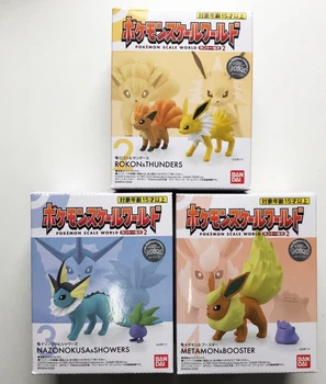 BanDai Pokemon Obsega Jolteon Vulpix Modra Hrast Flareon Ditto z Box Akcijska Figura, Igrače Model Igrače Številke za Otroke, Otroci Darilo