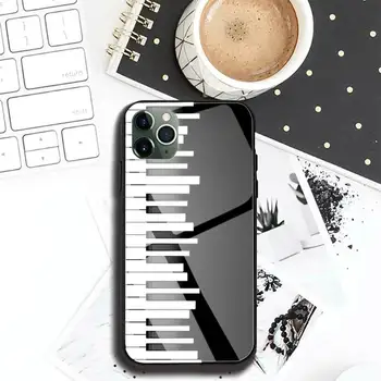 Barvita Belega Črnega Klavir partitura Telefon Primeru Oblikovalec Stekla Za Iphone 7 8 PLUS 6s 11 12 Pro Max XR Kritje Primera