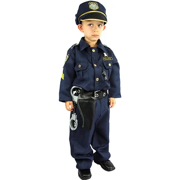 Bazzery Deluxe Policist Kostum in Vlogo Igra Kit Fantje Halloween Carnival Party Delovanje pustna Enotno Obleko