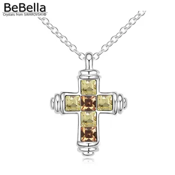 BeBella krščanski križ obesek ogrlica s Kristali Swarovski za ženske, dekleta ljubimec Božič modni nakit darilo