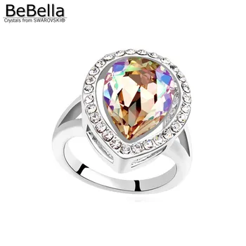 BeBella romantično solze kristalno prst prstan za stranke, dosežen z Avstrijskimi Kristali Swarovski 7 barve za Božično darilo
