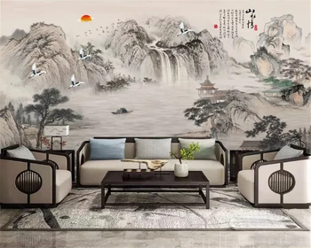 Beibehang po Meri modni dekorativni slikarstvo 3d ozadje Kitajski črnilo krajine slap TV ozadju stene papirjev doma dekor