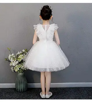 Bele Čipke Princesa Obleko Za Dekle Elegantno Cvet Rojstni Dekleta Obleke Večerne Obleke Žogo Otroci Poroko Božič Vestidos