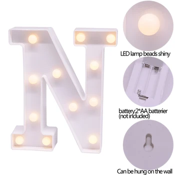 Belo Plastično Pismo LED Nočna Lučka Nadstrešek Prijavite Abeceda Luči Lučka za Domači Klub na Prostem, v Zaprtih prostorih Stranke, Poročni Dekoracijo Doma