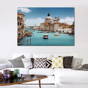 Benetke, italija mesto pokrajine morsko vodo KA663 dnevni sobi doma steno sodobne umetnosti dekor les, okvir za plakat