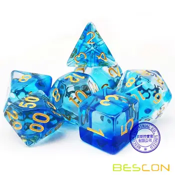 Bescon Kristalno Modro 7-pc Poli Kocke Nastavite, Bescon Polyhedral RPG Kocke Nastavite Kristalno Modro, Blush, Trave, Vijolična, Črna, Roza Oblak