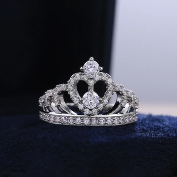 BIJOX ZGODBO razkošje 925 sterling srebro obroč, nakit, s krono, ki je oblikovan cirkon dragih kamnov fine obroči za ženske obletnico poroke