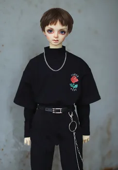 BJD punčko oblačila, Primerna za 1 / 3 1 / 4 Stric velikost black vsestranski visoko vratu rose Priložnostne Kratek Rokav T-Shirt lutka dodatki