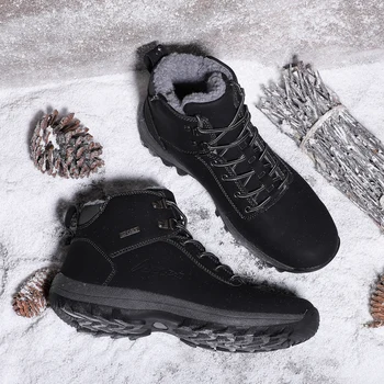 Blagovne znamke Super Toplo Moški čevlji Zimske Usnjene škornje Vodotesno Gume Sneg Škornji delo varovalni čevlji škornji Za Moške zimske čevlje
