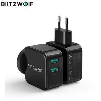 BlitzWolf QC3.0 USB Adapter Potovanja Steno EU Priključite Polnilnik Mobilnega Telefona Hiter Polnilec Za iPhone 11 X 8 Plus Za Pametni telefon Samsung