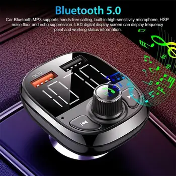 Bluetooth Avto FM Oddajnik Prostoročno Qc3.0 Polnilnik USB Adapter za Polnjenje Mp3 Komplet Radijskih Dvojni Polnilnik USB Dropshipping Avto Qui E6C8