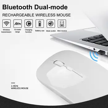 Bluetooth Dvojni Način Miško 2,4 GHz Brezžično Polnjenje Miško Slim Modni Črno Bele Miške 800/1200/1600dpi Za Igre Urad