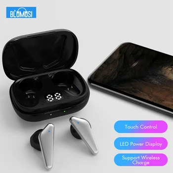 BluMusi Bluetooth 5.0 Brezžične Slušalke Slušalke TWS Hi-fi Slušalke Bas Slušalka z Močjo Zaslon na Dotik za Nadzor Pametni telefon