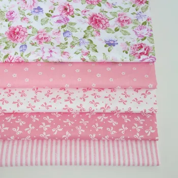 Bombaž keper krpo roza slog roza rdeče rože cvetlični trak bownot tkanine za DIY otrok posteljnina mozaik handwork dekor
