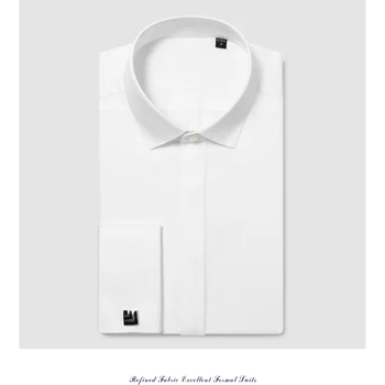 Bombaž Visoke Kakovosti Moške Redno Fit Obleko Majice Dolg Rokav Barva Formalno Poslovno Srečanje Obleko, Belo Srajco za Moške