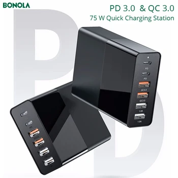 Bonola PD 3.0 65W Hiter Polnilec za iPhone 11/Xs/iPad/Macbook 5A USB Tip C QC3.0 Hitro Polnjenje Pametni Telefon Multiport AC Adapter