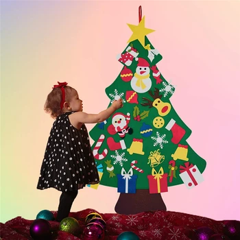 Božično Dekoracijo za Otroke Ročno Puzzle Diy Tri-Dimenzionalni Počutil Krpo Božično Drevo Dekoracijo Sten