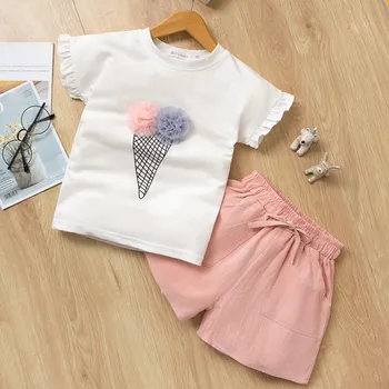 Brez Rokavov Otrok, Določa Moda Dekleta Obleke Malčka Otroci Baby Dekleta Obleke Obleke Cvet Tiskanja T-Shirt+Bowknot Hlače