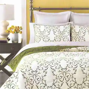 Brezplačna dostava Ameriški stil modro zeleno vezeni vzorec 3pcs mozaik odeja full/kraljica kralj velikost aircondition bedspread