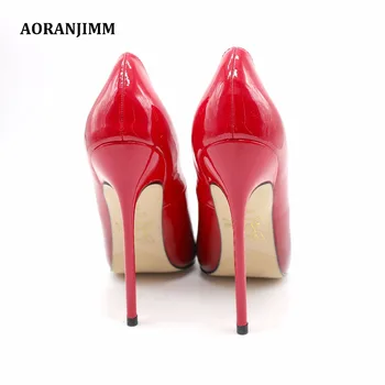 Brezplačna dostava AORANJUMM realne slike vroče prodaje rdeče postopno na črno konicami prstov ženska seksi dama 12 cm visoko peto čevlje velikosti 33,34
