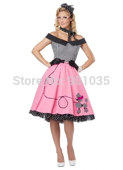 BREZPLAČNA DOSTAVA Rock n Roll Obleko 1950 Ženske pustna Mazilo Petdesetih let je Ženska Kostum Obleko