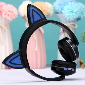 Brezžične Bluetooth Stereo Slušalke Mačje Uho LED Luči Osvetljena MP3 Glasbo, E-športov Računalnik HIFI Športne Slušalke