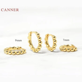 CANNER Pravi 925 Sterling Srebrni Uhani Za Ženske INS Minimalističen Geometrijske Žogo Uhani Obroče 6 7 8 9 mm korejski Zlato Nakit