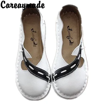 Careaymade-Poletje novi retro literarni sandali ženske poletje cowhide original ročno izdelana mehka podplatom retro ženske čevlje