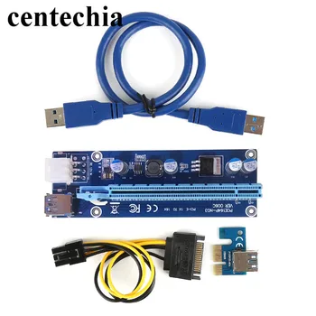 Centechia 60 cm PCI-E razteznih PCI Express kabli Riser Card 1x do 16x USB3.0 SATA da 6Pin IDE Molex Moč za Rudar Pralni GHMY
