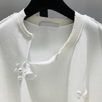 CHICEVER Luknjo Asimetrične Majica Za Ženske O Vratu Dolg Rokav Svoboden korejski Jopice, Ženski 2020 Pomlad Moda Novih Oblačil