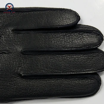 CHING YUN zimske moške deerskin rokavice buckskin men ' s toplo in mehko Zunanje šivanje moške črne rokavice 70% volna, podloga