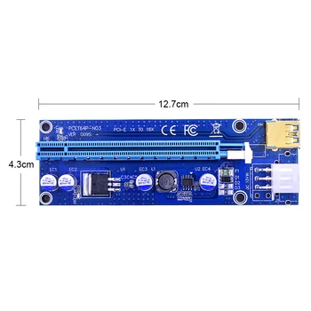 CHIPAL Zlati 100 CM 60 CM VER009S PCI-E Riser Card PCIE 1X do 16X razširitveno napravo Dvojno LED Indikator + USB 3.0 Kabel / 6Pin Napajalni Kabel
