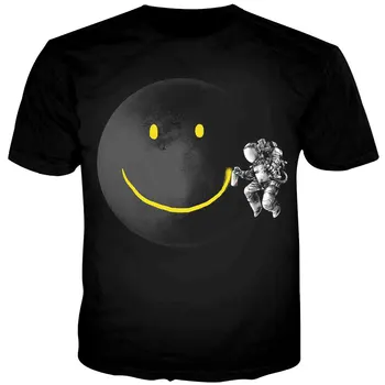 Cloudstyle 3D Print majica s kratkimi rokavi moški T-shirt astronavt Grafiti Smeška smešno Ulične Moda Vrhovi Hip Hop črni Moški Tees