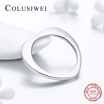 Colusiwei Nov Prihod Design 925 Sterling Srebro Srce Modni Prstan Preprost Klasičen Ins Slog Prst Obroči Za Ženske, Nakit