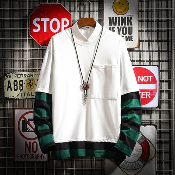 Cool Majica Moških Hip Hop mozaik Dolgimi Rokavi Pulover kontrast Hoodies Majica s kapuco Moške, visoke kakovosti plus velikost 5XL