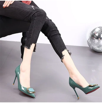 Cresfimix zapatos dama ženske modni sladko zelena pu usnje, visoke pete, čevlji za nočni klub stranka lady klasičnih urad črpalke a6153