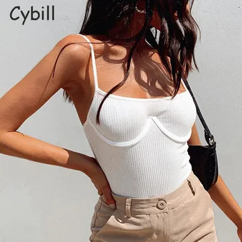 Cybill Rebrasto Pletenega Sleevless Poletna Obleka, Ženske Bele Priložnostne Bodycon Obleka Za Žensko Leta 2020 Telo Ženske