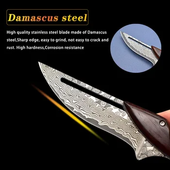 Damask jekla taktično mehanske folding nož prenosni zunanji preživetje kampiranje survival nož omejeno nož za sadje nož EOS CS
