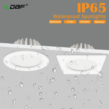 [DBF]IP65 Vodotesen LED Spot Luč 5W 7W 9W 12W 15W Krog/Kvadrat Stropni Vgradni Spot Kopalnica Spot Luči 3000K/4000K/6000K